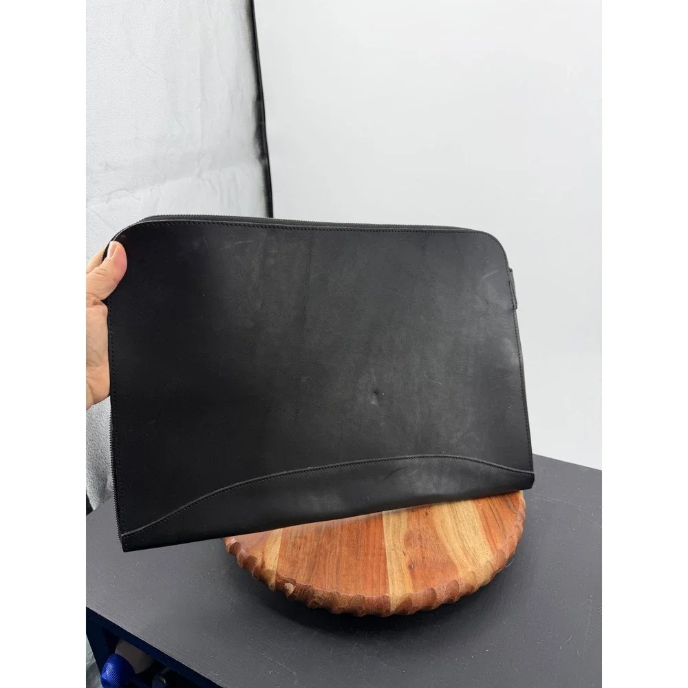 Korchmar Grant Leather Tech Sleeve Portfolio Mens OS Black Zippered Z1068BL